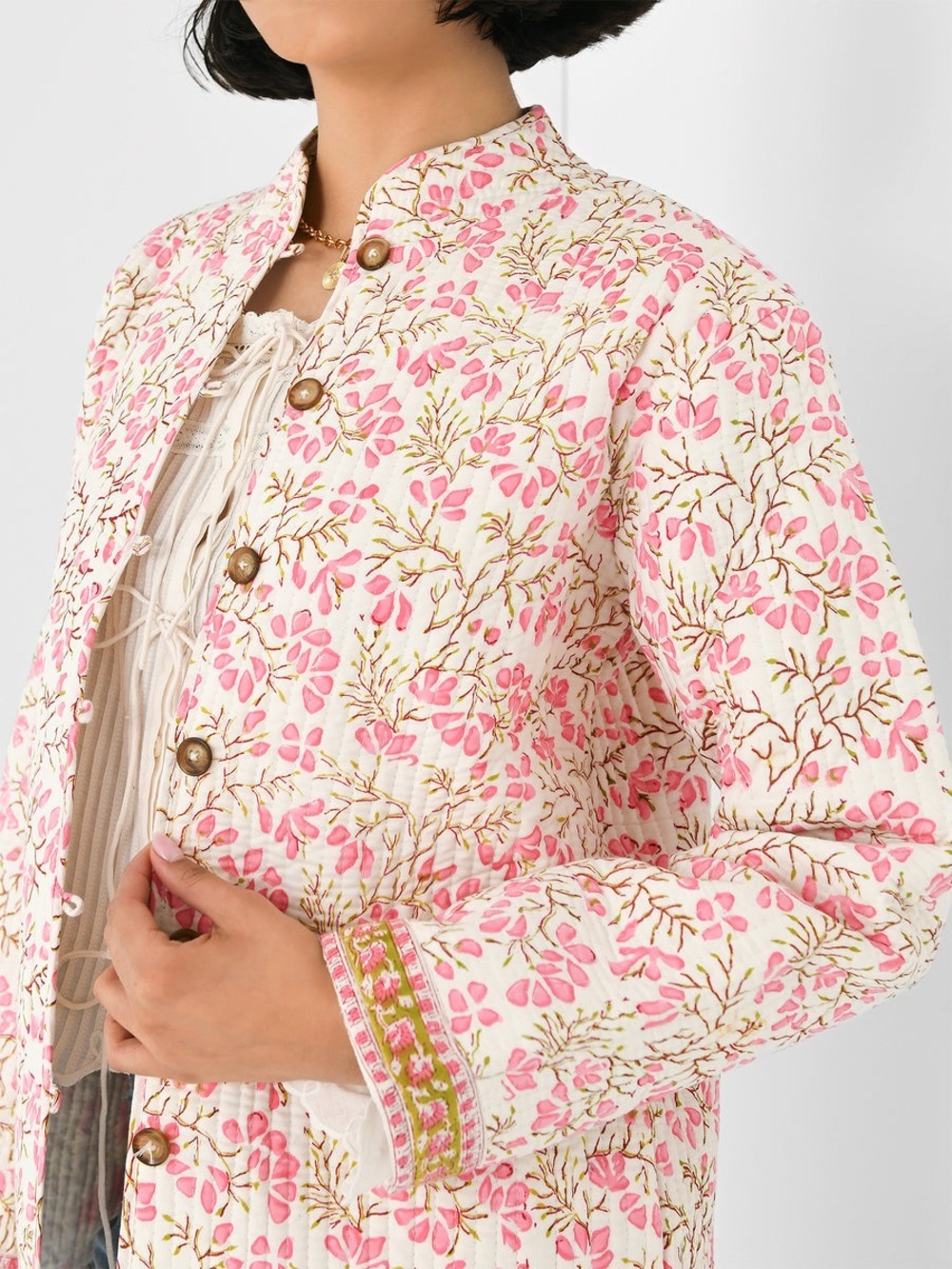 SUR LA VAGUE Pink Flower Carpet Jacket One Size VGUC - Picture 3 of 10